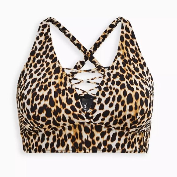 Torrid Wireless XO Triangle Swim Top Bikini Leopard Animal Cheetah Plus 2X $75 - Picture 3 of 16